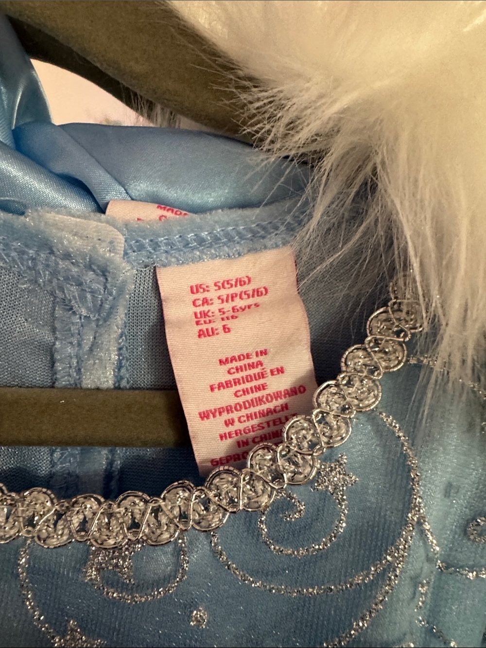 Frozen Inspired Blue Velvet Faux Fur Trim Princess Cape with Pearled Accent - Picture 4 of 9